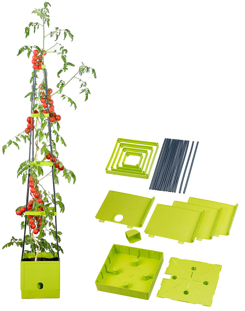 Pflanz-Turm mit Rankhilfe für Tomaten, mit 2,5-l-Wassertank Pflanz-Turm mit Rankhilfe für Tomaten, mit 2,5-l-Wassertank