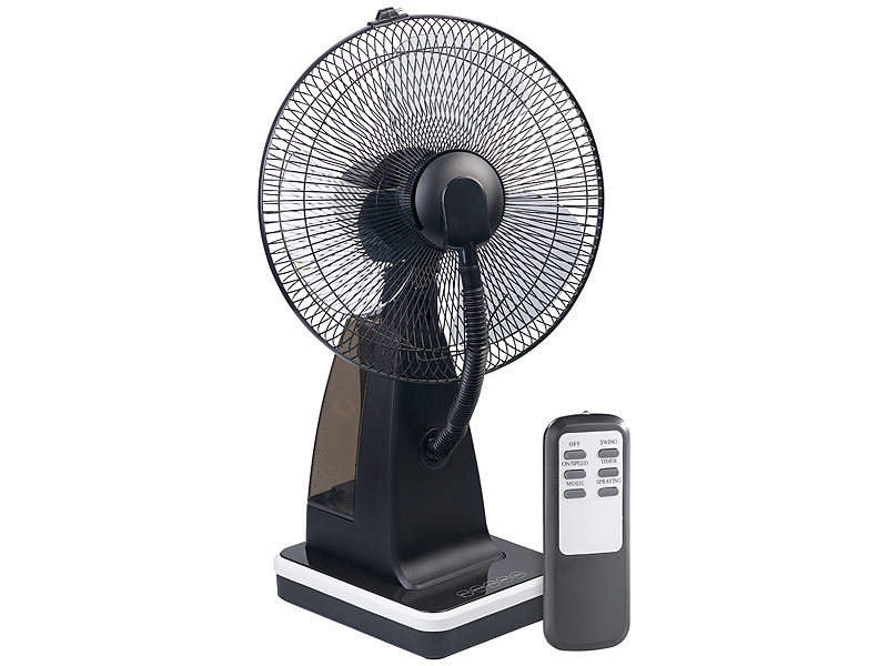 Tisch-Ventilator mit Ultraschall-Sprühnebel und Fernbedienung, 80 Watt Tisch-Ventilator mit Ultraschall-Sprühnebel und Fernbedienung, 80 Watt