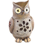 Deko-Eule mit leuchtenden LED-Augen und Solar-Panel, 16 cm,IP44