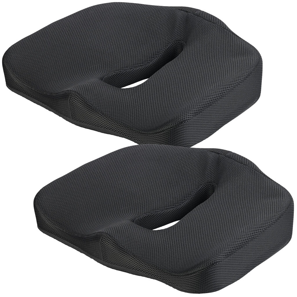 2 ergonomische Memory-Foam-Sitzkissen für Auto, Schreibtisch u.v.m. 2 ergonomische Memory-Foam-Sitzkissen für Auto, Schreibtisch u.v.m.