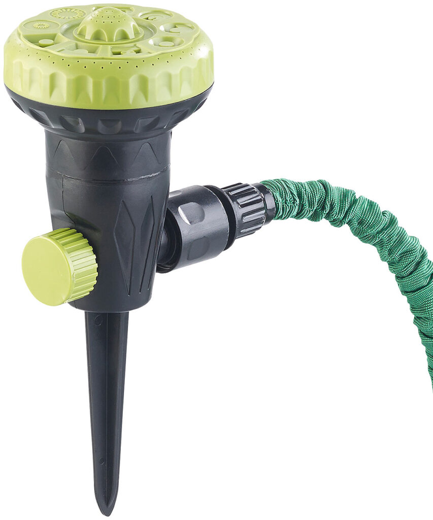 Gartensprinkler zum Bewässern und Abkühlen, mit 9 Sprüh-Einstellungen Gartensprinkler zum Bewässern und Abkühlen, mit 9 Sprüh-Einstellungen
