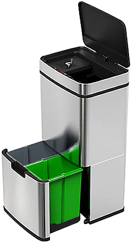 Design-Mülltrenn-System mit Sensor, 4 Behälter, Edelstahl, 72 Liter Design-Mülltrenn-System mit Sensor, 4 Behälter, Edelstahl, 72 Liter