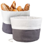 2er-Set XL-Brotkorb aus Baumwolle, verschliessbare Kordel, Ø25 cm