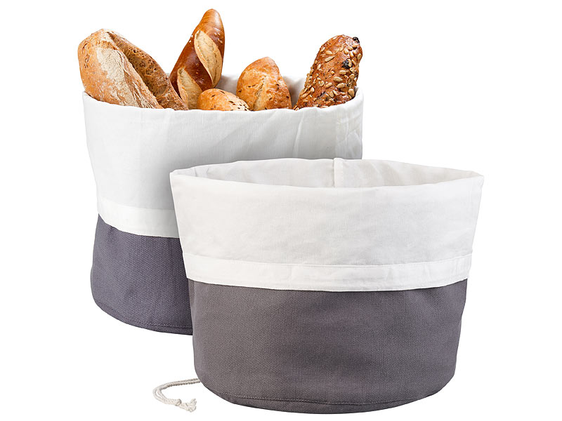 2er-Set XL-Brotkorb aus Baumwolle, verschliessbare Kordel, Ø25 cm 2er-Set XL-Brotkorb aus Baumwolle, verschliessbare Kordel, Ø25 cm