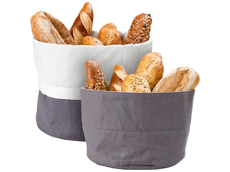 2er-Set Brotkörbe aus 100% Baumwolle, Ø 20 cm und Ø 25 cm 2er-Set Brotkörbe aus 100% Baumwolle, Ø 20 cm und Ø 25 cm