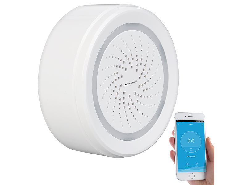 WLAN-Alarm-Sirene mit App, für Alexa, Siri & Google Assistant WLAN-Alarm-Sirene mit App, für Alexa, Siri & Google Assistant