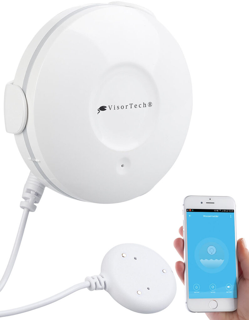 WLAN-Wassermelder, externer Sensor, App, bis 4 Jahre Batterie-Laufzeit WLAN-Wassermelder, externer Sensor, App, bis 4 Jahre Batterie-Laufzeit