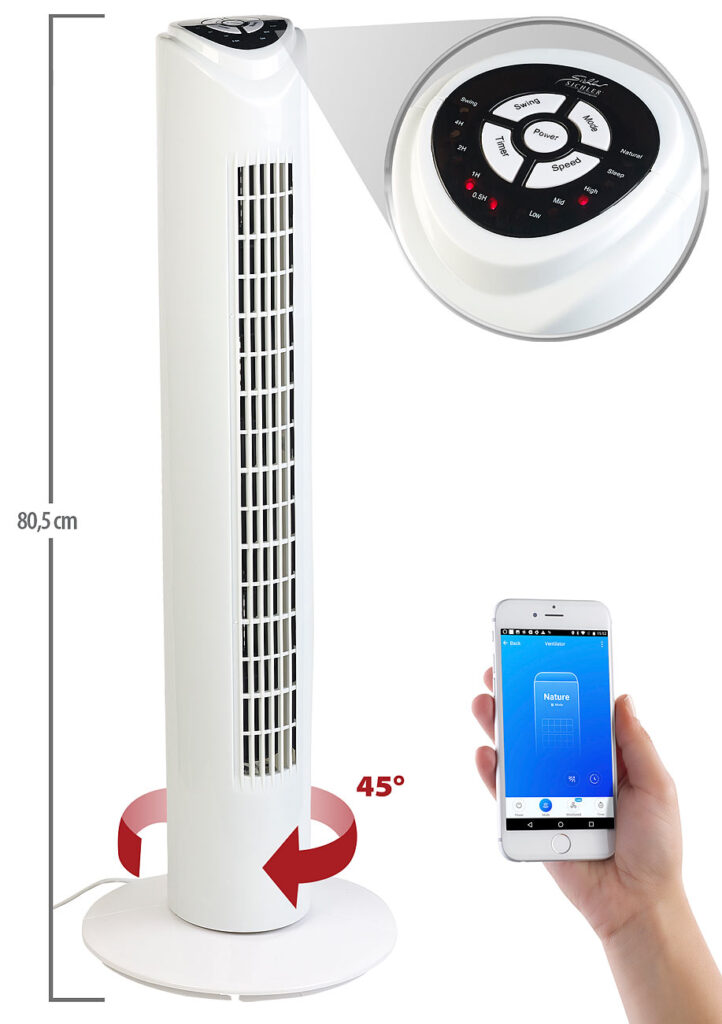 Turmventilator mit WLAN und App, für Siri, Alexa und Google Assistant Turmventilator mit WLAN und App, für Siri, Alexa und Google Assistant