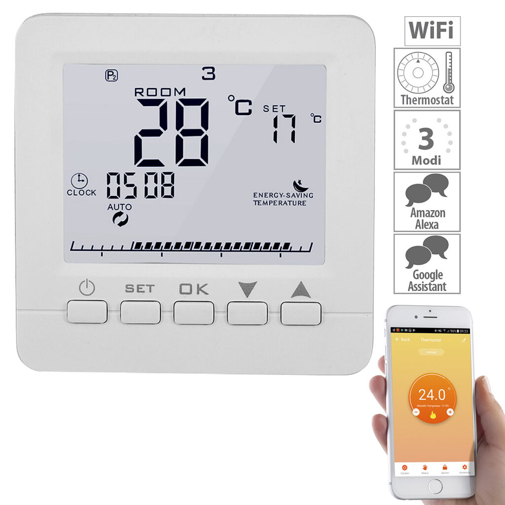 WLAN-Fussbodenheizung-Thermostat, für Siri, Alexa & Google Assistant WLAN-Fussbodenheizung-Thermostat, für Siri, Alexa & Google Assistant