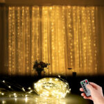 LED-Lichtervorhang, 300 LED, Fernbedienung, 3x 3m, warmweiss, Timer, USB