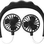 Mobiler Akku-Doppelventilator zum Umhängen, 3 Geschwindigkeitsstufen