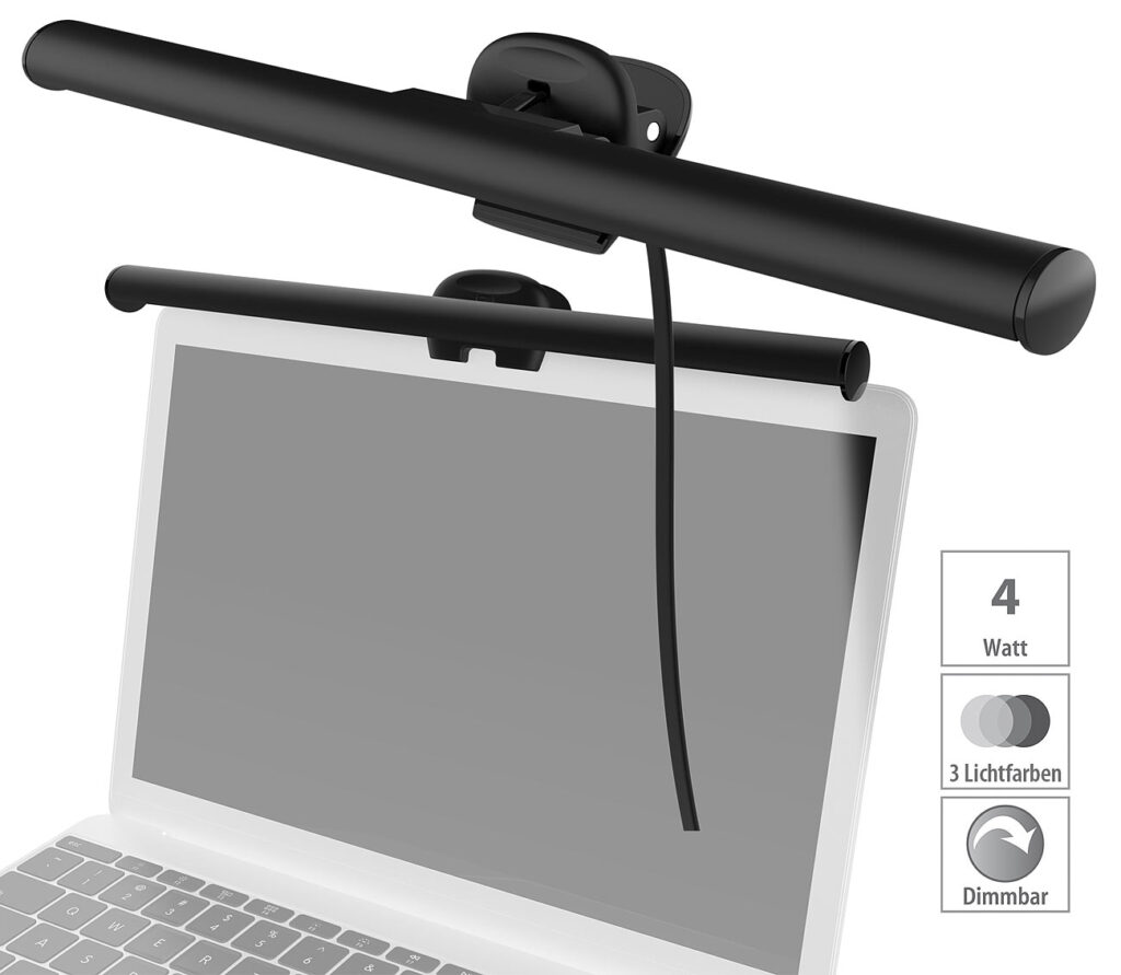 USB-LED-Leuchte für Laptop-Bildschirm, 3 Farben, dimmbar, 4W, 26 cm USB-LED-Leuchte für Laptop-Bildschirm, 3 Farben, dimmbar, 4W, 26 cm
