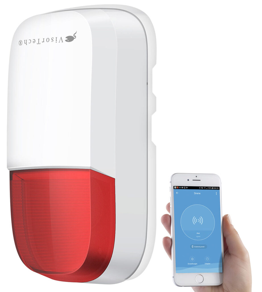 WLAN-Outdoor-Sirene mit Blinklicht und 95 dB, IP54, ELESION-kompatibel