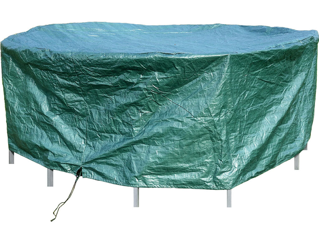 Gewebe-Abdeckplane für runde Gartentische, 210 x 76 cm (Ø xH) Gewebe-Abdeckplane für runde Gartentische, 210 x 76 cm (Ø xH)