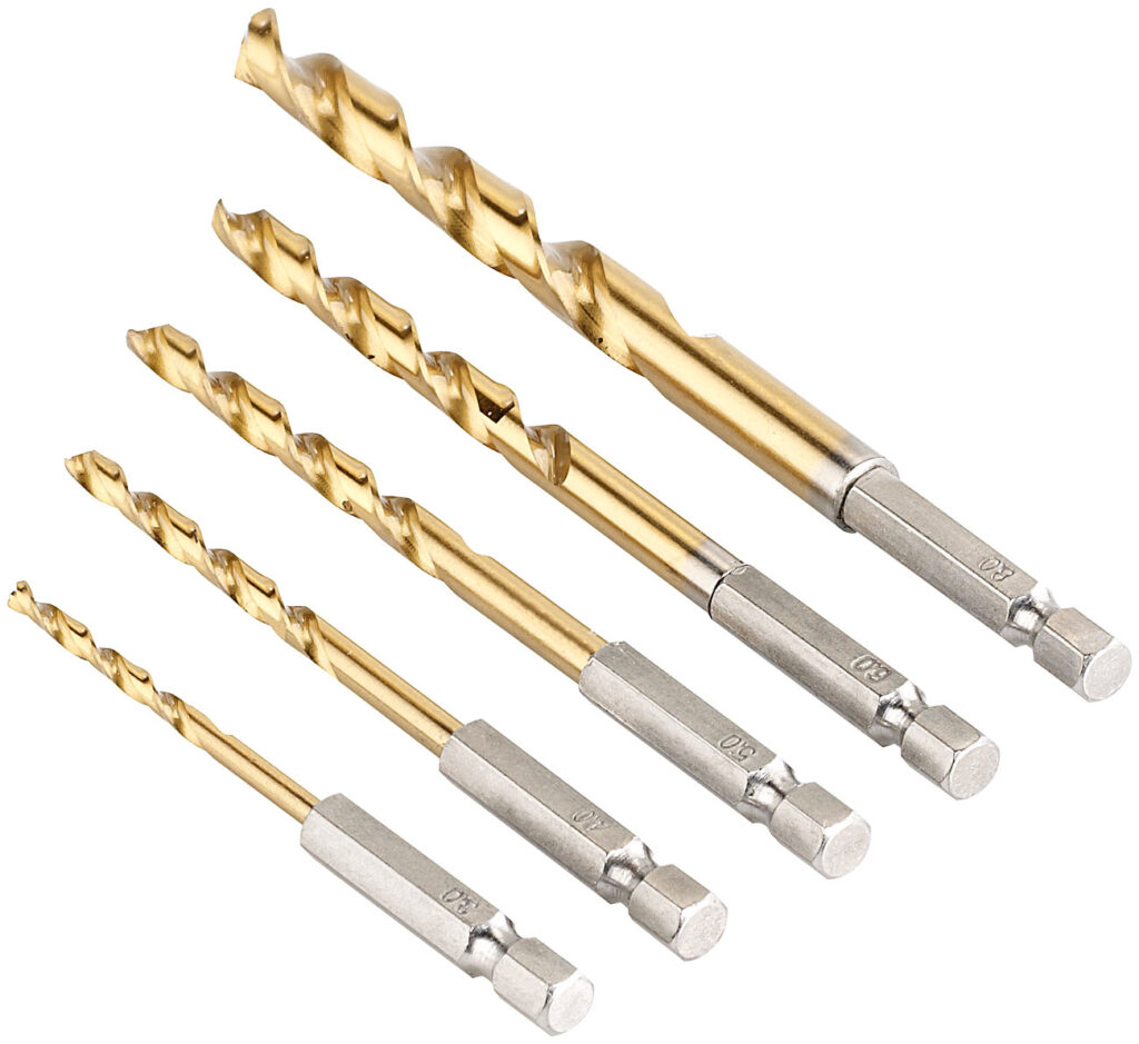 HSS-Bohrer-Set für Akkuschrauber, Titan-beschichtet, 3-8 mm, 5 Stück HSS-Bohrer-Set für Akkuschrauber, Titan-beschichtet, 3-8 mm, 5 Stück