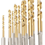 HSS-Bohrer-Set für Akkuschrauber, Titan-beschichtet, 3-8 mm, 10 Stk