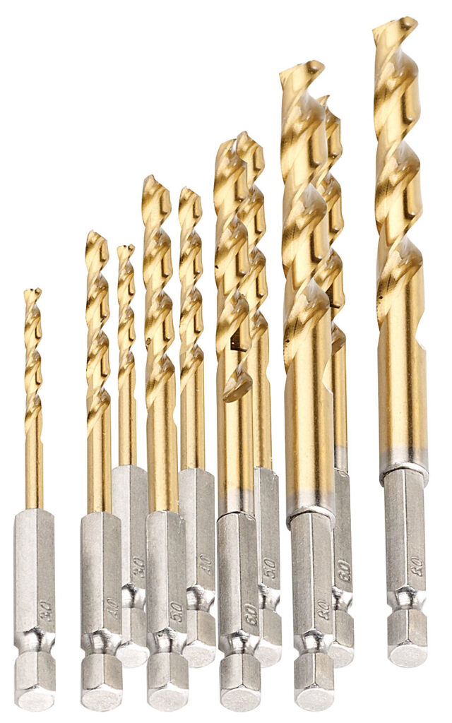 HSS-Bohrer-Set für Akkuschrauber, Titan-beschichtet, 3-8 mm, 10 Stk HSS-Bohrer-Set für Akkuschrauber, Titan-beschichtet, 3-8 mm, 10 Stk