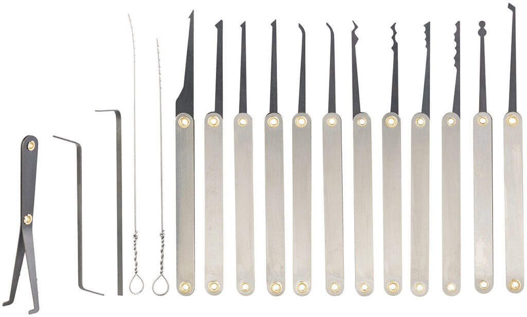 Lockpicking-Set mit 17-teiliger Dietrich-Tasche und Übungs-Schloss Lockpicking-Set mit 17-teiliger Dietrich-Tasche und Übungs-Schloss