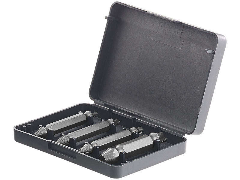 4-tlg. Schrauben-Ausdreher-Set aus HSS-Stahl für beschädigte Schrauben 4-tlg. Schrauben-Ausdreher-Set aus HSS-Stahl für beschädigte Schrauben