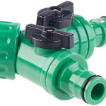 2-Wege-Wasserhahn-Adapter mit 2 Ventilen für Gartenschläuche