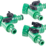 2-Wege-Wasserhahn-Adapter mit 2 Ventilen für Gartenschläuche, 3er-Set