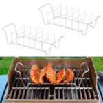 2er-Set 2in1-Sparerib-Halter & Bratenkorb für Grill & Ofen, Edelstahl