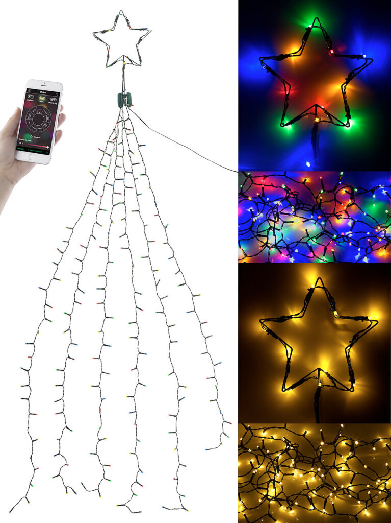 Christbaum-Überwurf-Lichterkette, 240 RGBW-LEDs, Bluetooth & App, IP44 Christbaum-Überwurf-Lichterkette, 240 RGBW-LEDs, Bluetooth & App, IP44
