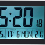 XL-Funkuhr mit Doppel-Wecker, Thermo-/Hygrometer, Tag, Datum, schwarz