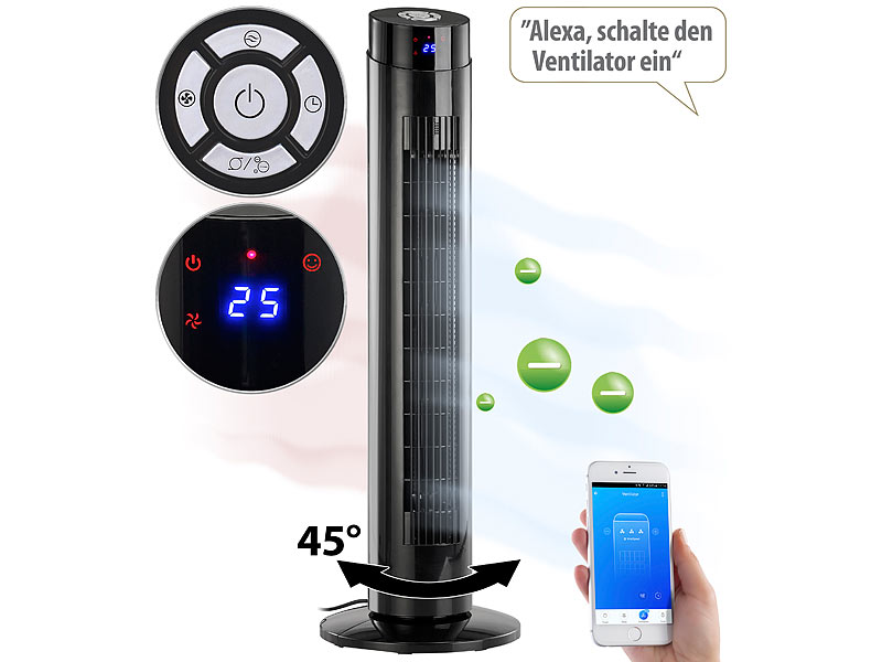Turmventilator, Ionisator, WLAN & App, Siri, Alexa & Google Assistant Turmventilator, Ionisator, WLAN & App, Siri, Alexa & Google Assistant