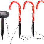 Solar-LED-Gartenstecker „Zuckerstangen“, IP33, im 3er-Set