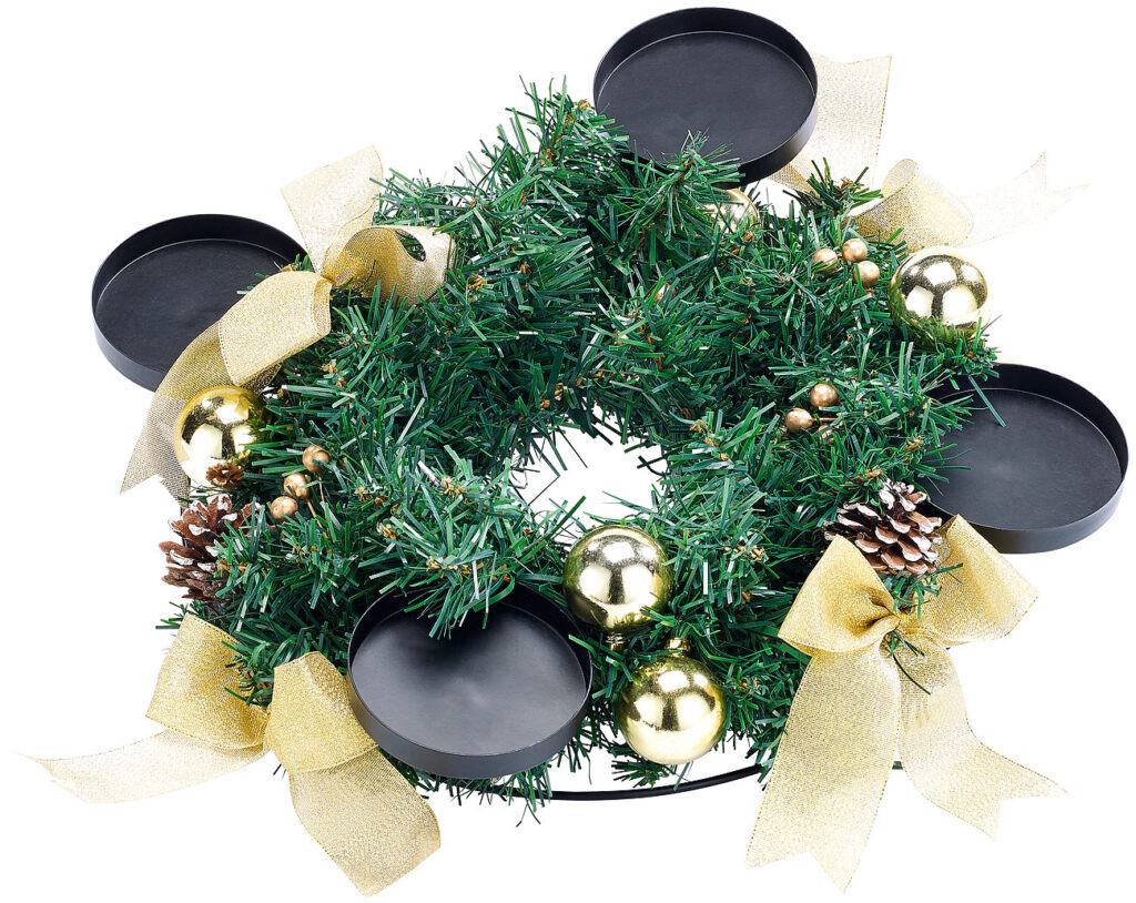 Adventskranz mit goldfarbenem Schmuck, Ø 30 cm