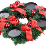 Adventskranz mit rotem Schmuck, Ø 30 cm
