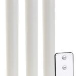 LED-Stabkerze mit beweglicher Flamme und Fernbedienung, weiss, 3er-Set