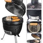 2in1-Kamado-Keramik-Kugelgrill & Smoker, Thermometer, Lüftung, Ø 27 cm