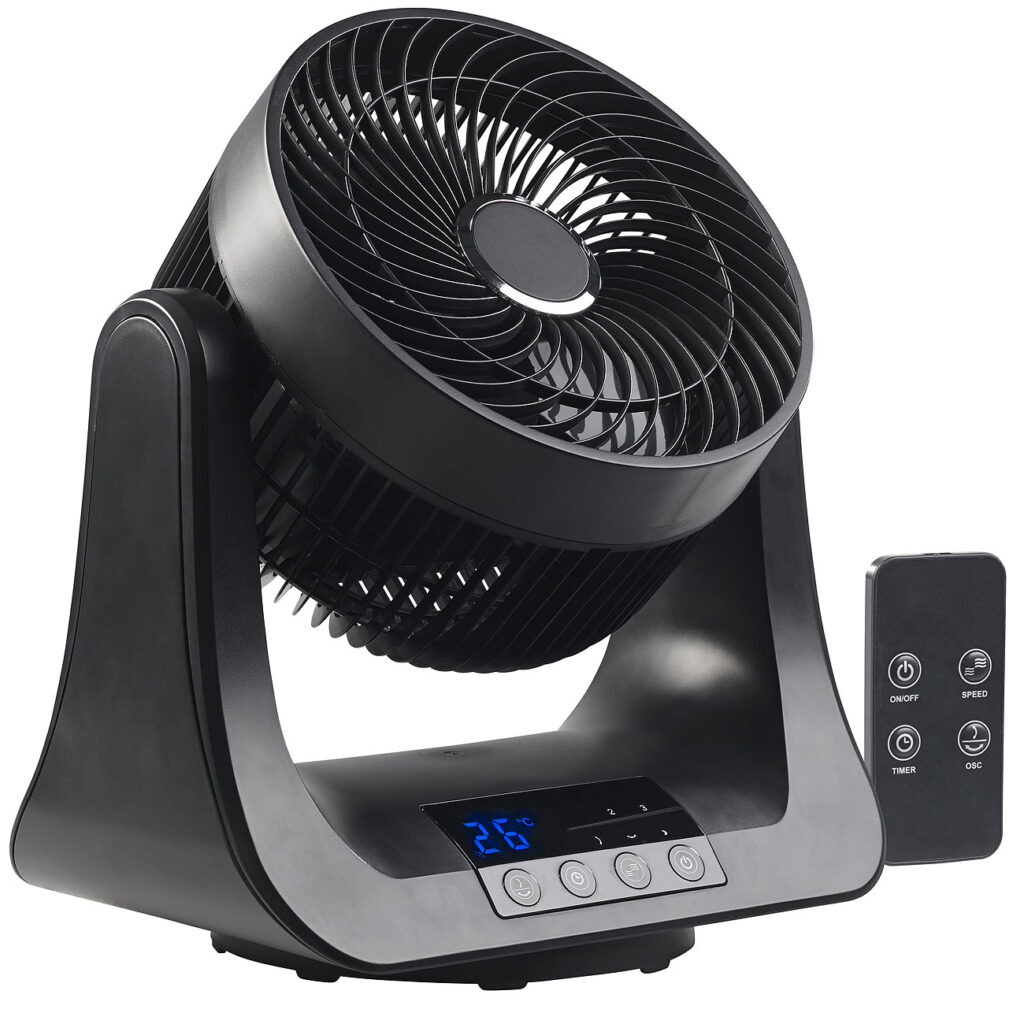 Digitaler 3D-Robo-Raumventilator und Luftzirkulator, 45 Watt, Ø 21 cm Digitaler 3D-Robo-Raumventilator und Luftzirkulator, 45 Watt, Ø 21 cm