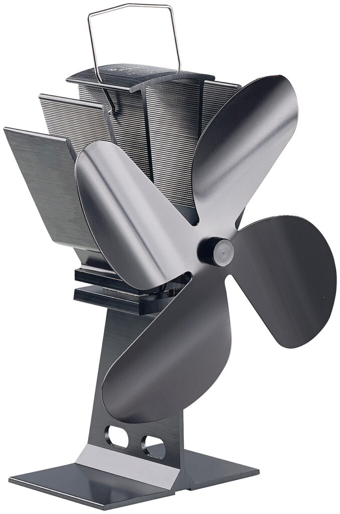 Stromloser Kaminofen-Ventilator mit 4 Lüfter-Blättern, für 65 – 345 °C Stromloser Kaminofen-Ventilator mit 4 Lüfter-Blättern, für 65 – 345 °C