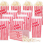 12er-Set wiederverwendbare Popcorn-Boxen, 2 Liter, rot-weiss gestreift