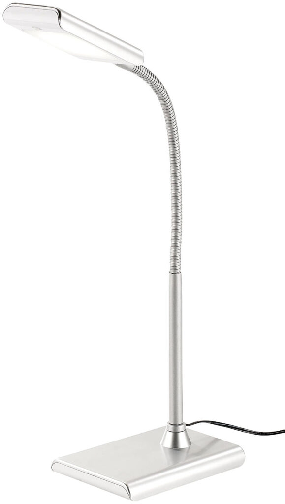 LED- Schreibtischlampe 5 W mit Schwanenhals, silbern LED- Schreibtischlampe 5 W mit Schwanenhals, silbern