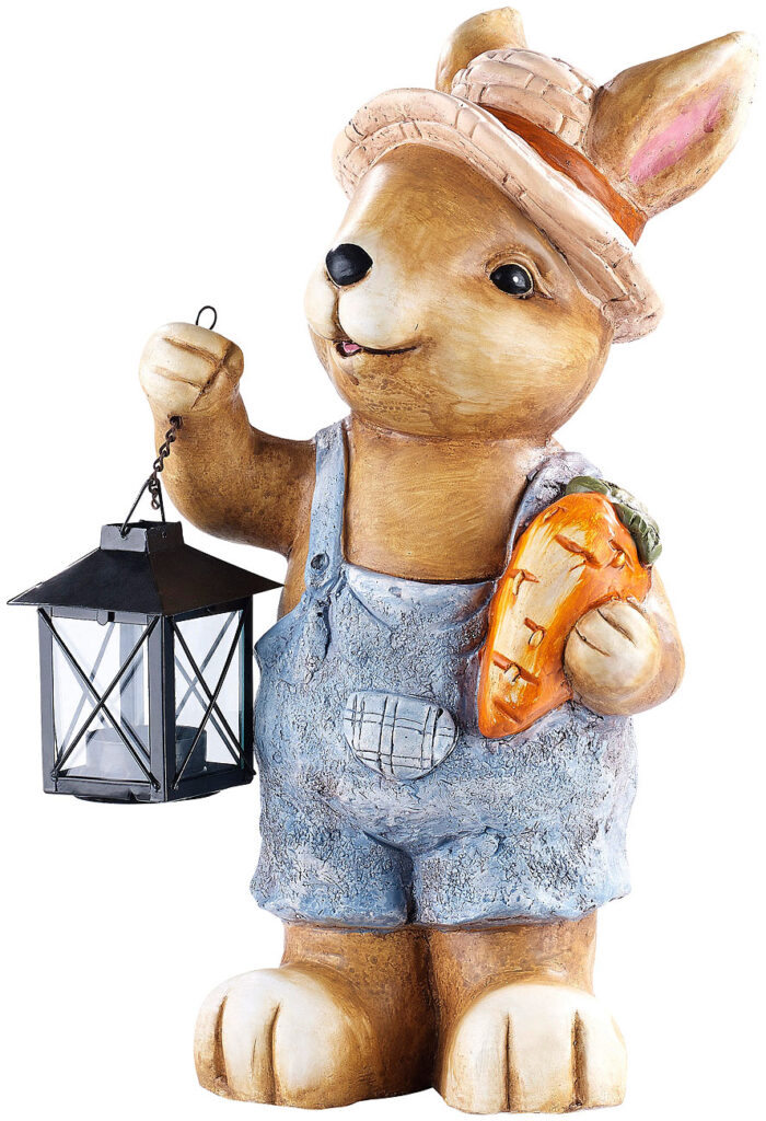 Wasserfester Deko-Hase „Karotte“ mit Laterne