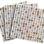 Selbstklebende 3D-Mosaik-Fliesenaufkleber „Bronze“ 26 x 26 cm, 3er-Set