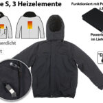 Beheizbare Outdoor-Jacke mit USB-Anschluss, 3 Heizelemente,Grösse S