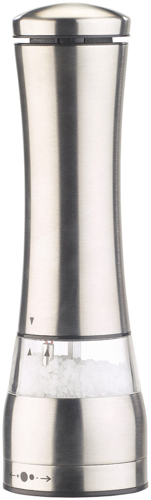 Elektr. Salz- & Pfeffermühle, Keramik-Mahlwerk, Edelstahl, LED, 21,5cm Elektr. Salz- & Pfeffermühle, Keramik-Mahlwerk, Edelstahl, LED, 21,5cm