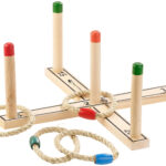 Outdoor-Ringwurfspiel aus Holz mit 4 Wurfringen, 37 cm
