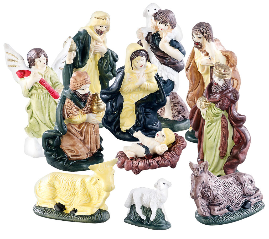 11-teiliges Weihnachtskrippen-Figuren-Set aus Porzellan, handbemalt 11-teiliges Weihnachtskrippen-Figuren-Set aus Porzellan, handbemalt