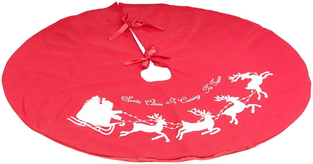 Weihnachtsbaum-Decke in Rot & Weiss mit Santa-Claus-Motiv, Ø 100 cm Weihnachtsbaum-Decke in Rot & Weiss mit Santa-Claus-Motiv, Ø 100 cm