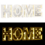 LED-Schriftzug „HOME“ aus Holz & Spiegeln mit Timer & Batteriebetrieb