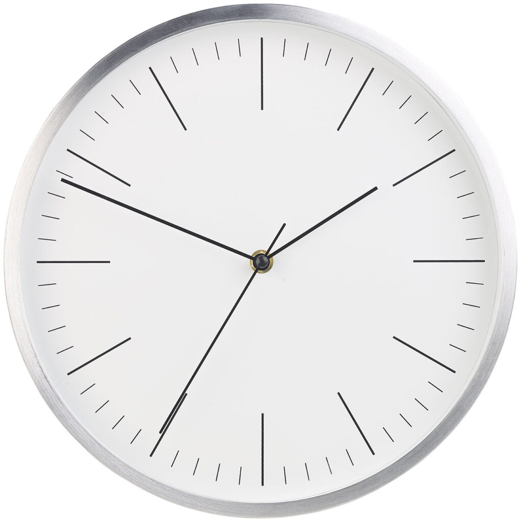 Moderne Aluminium-Wanduhr mit flüsterleisem Sweep-Uhrwerk, Ø 31cm Moderne Aluminium-Wanduhr mit flüsterleisem Sweep-Uhrwerk, Ø 31cm