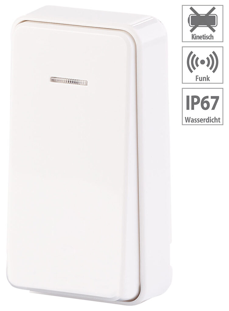 Kinetischer Funk-Taster (kompakt) für Empfänger-Serie KFS-150, IP67 Kinetischer Funk-Taster (kompakt) für Empfänger-Serie KFS-150, IP67
