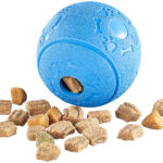 Hunde-Spielball aus Naturkautschuk, mit Snack-Ausgabe, Ø 8 cm, blau
