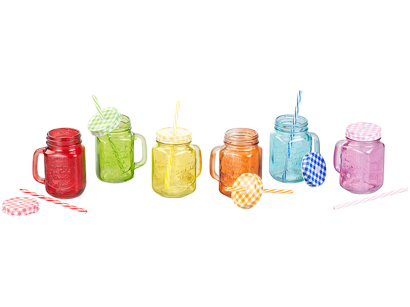 7-teiliges Servier-Set mit Getränkespender, 6 Gläser, Einmachglas-Look 7-teiliges Servier-Set mit Getränkespender, 6 Gläser, Einmachglas-Look